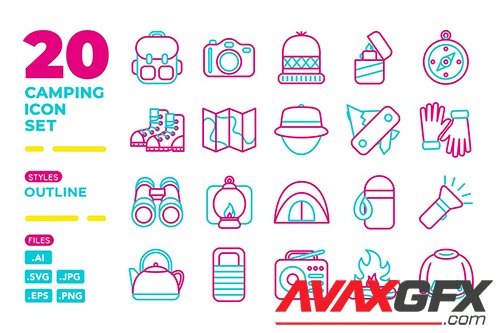 Camping Icon Set (Outline)