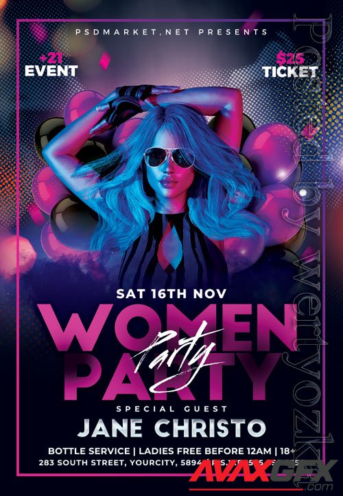 Womens party night - Premium flyer psd template