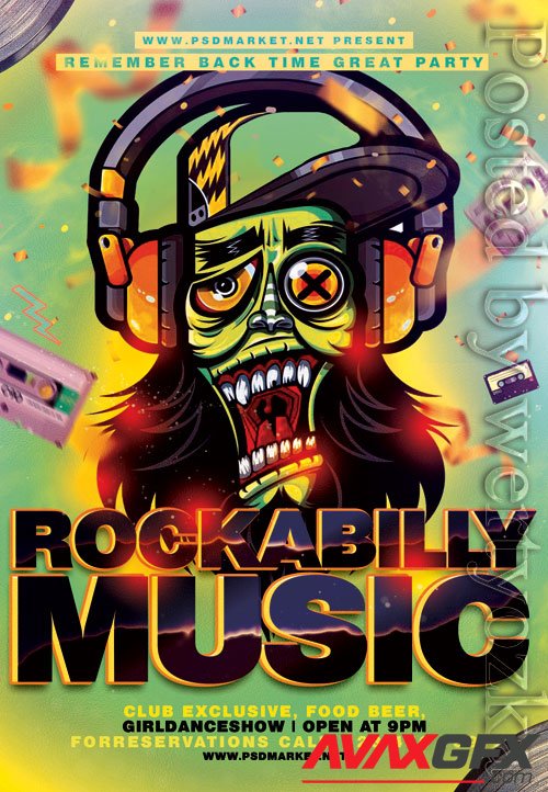 Rockabilly music - Premium flyer psd template