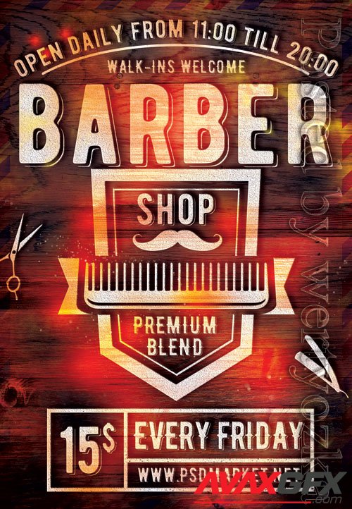 Barbershop event - Premium flyer psd template