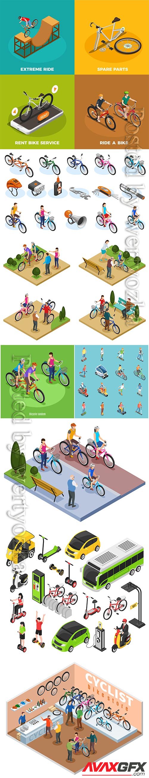 Bike store isometric composition vector illustration