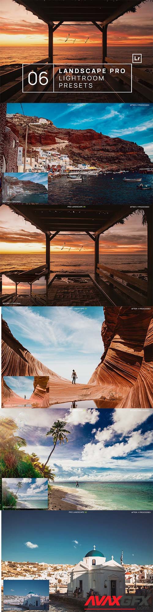 6 Landscape Pro Lightroom Presets + Mobile