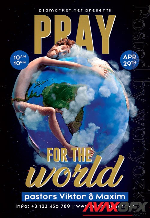 Pray for the world - Premium flyer psd template