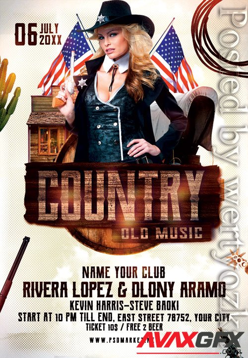 Country music night - Premium flyer psd template