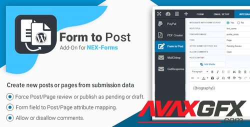 CodeCanyon - Form to Post Page for NEX-Forms v7.5.12.1 - 19538774