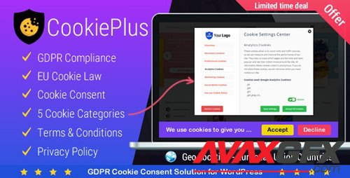 CodeCanyon - Cookie Plus GDPR v1.4.5 - Cookies Consent Solution for WordPress. Master Popups Addon - 21984547
