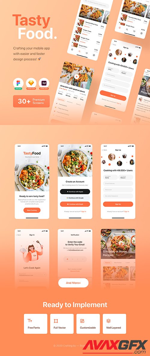 Tasty Food - Cooking Courses App UI Kit