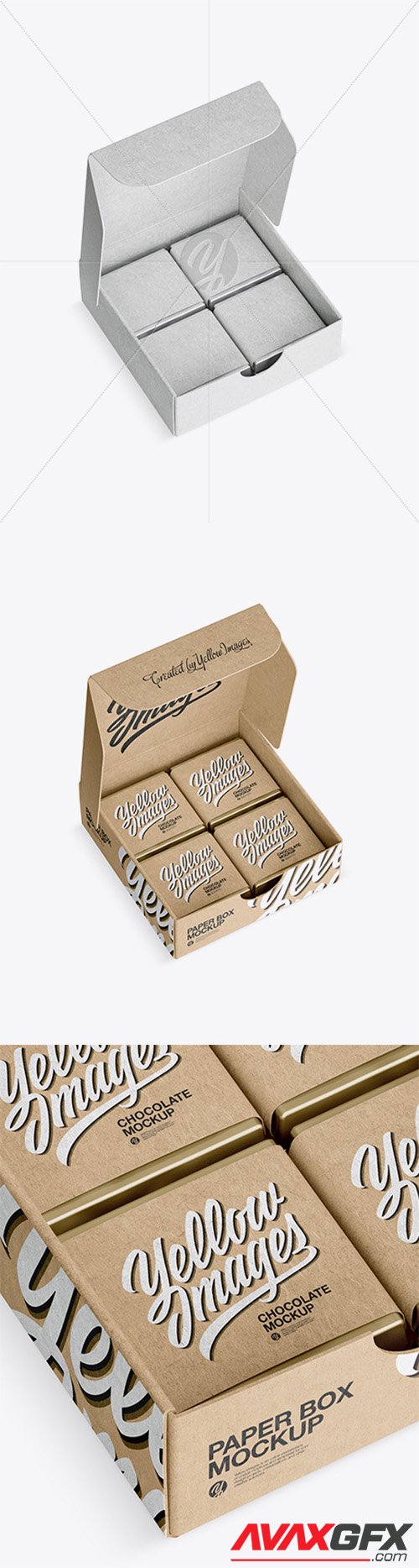 Opened Kraft Paper Box With Chocolates Mockup - Half Side View (High-Angle Shot) 23916