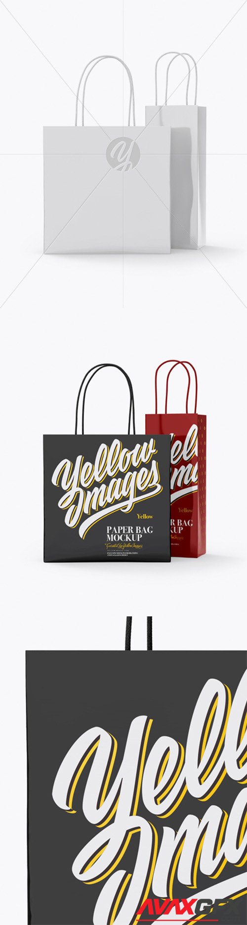 Two Glossy Paper Bags Mockup - Half Side View 27793