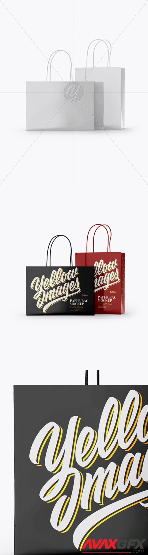 Two Glossy Paper Bags Mockup - Half Side View 27881