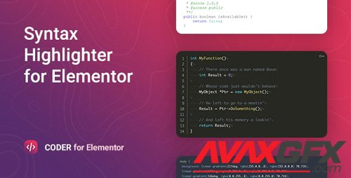 CodeCanyon - Coder v1.0.0 - Syntax Highlighter for Elementor - 26635267