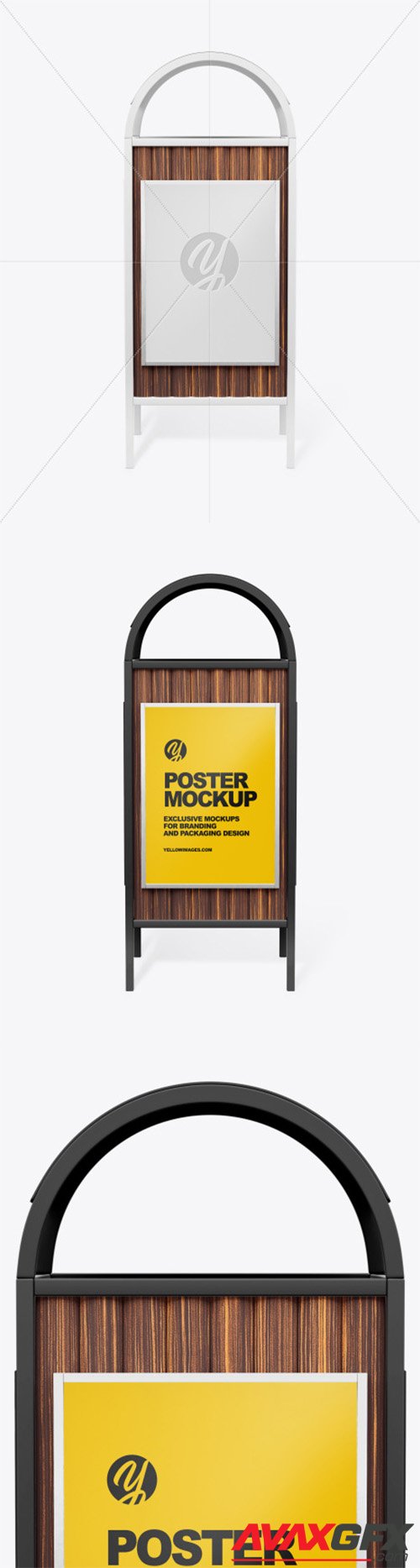 Rubbish Bin with Poster Mockup - Front View 54786 TIF
