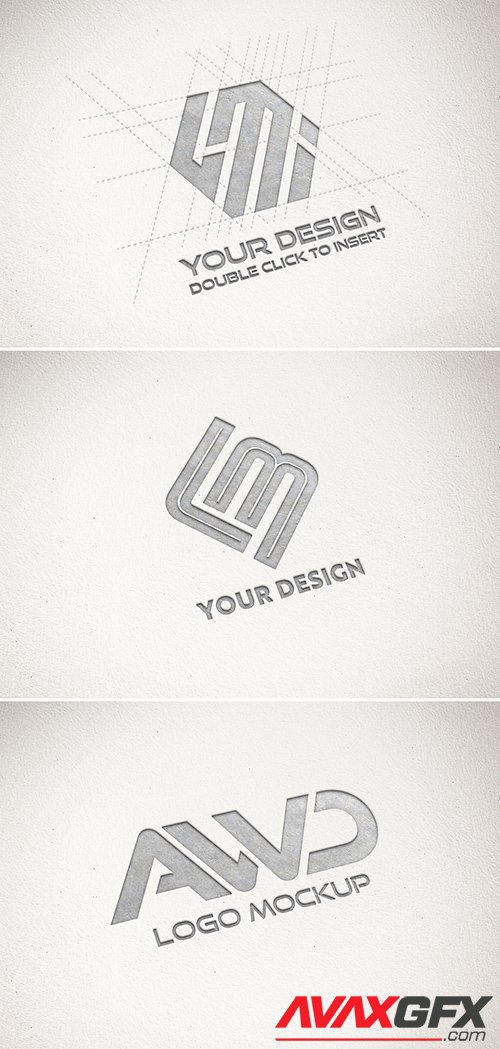 Debossed Metallic Logo Mockup on Textured Paper 346566751