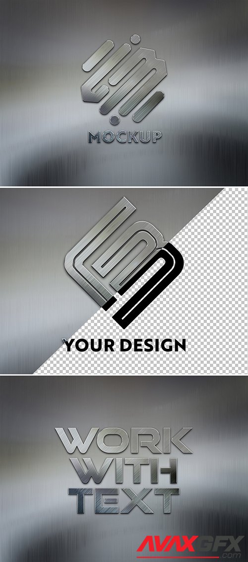 3D Logo on Brushed Metal Mockup 346567080