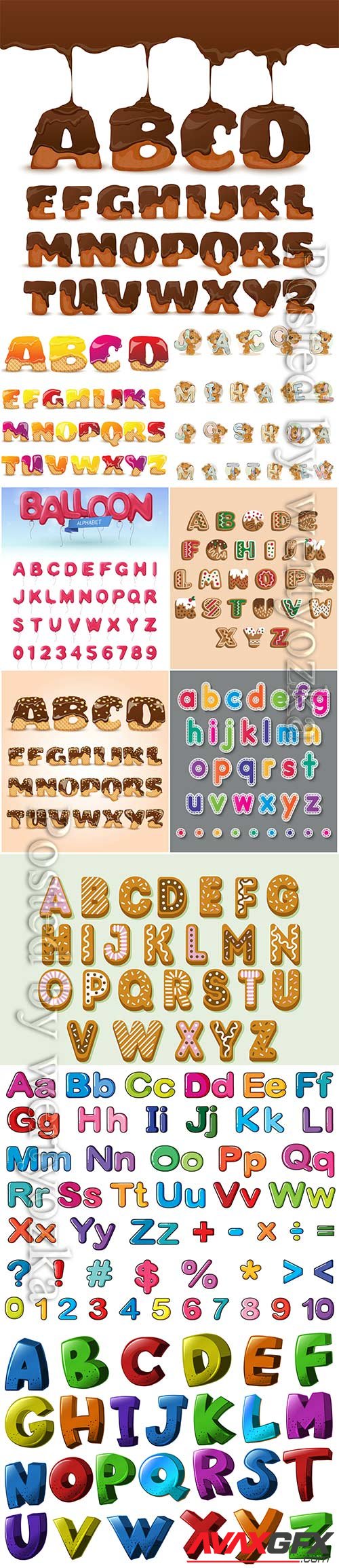 English alphabet fonts vector illustration