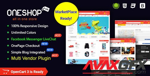 ThemeForest - OneShop v1.0.3 - Drag & Drop Muti-vendor & Multipurpose Responsive OpenCart 3 Theme - 20506236