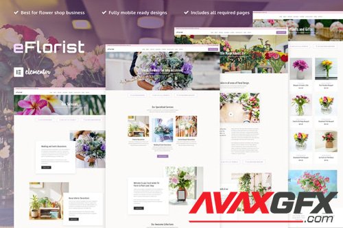 ThemeForest - eFlorist v1.0 - Flower Boutique & Decoration Elementor Template Kit - 26318273