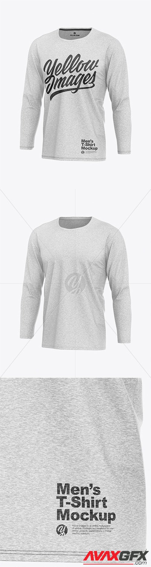 Melange Men's Long Sleeve T-Shirt Mockup 55459