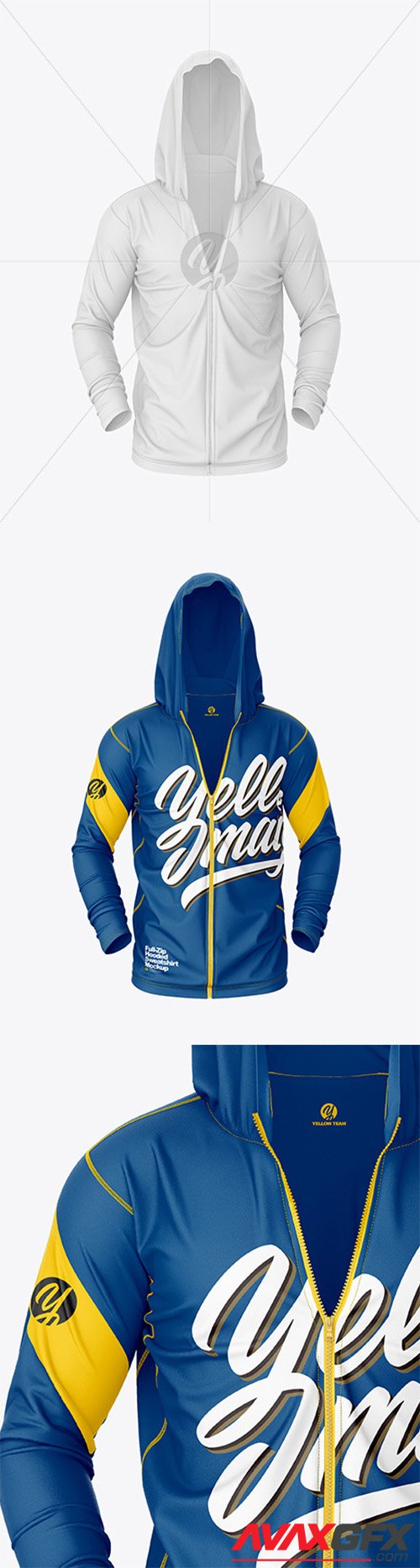 Full-Zip Hooded Sweatshirt Mockup – Front View 55667