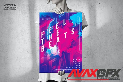 Feel The Beats Music Party - Big Poster Design