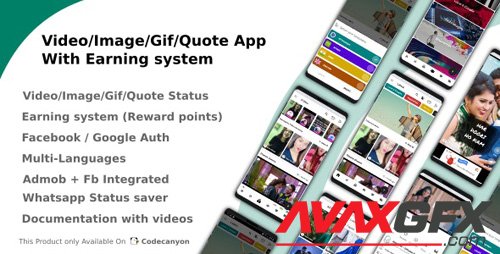 CodeCanyon - Video/Image/Gif/Quote App With Earning system (Reward points) v3.3 - 23383405