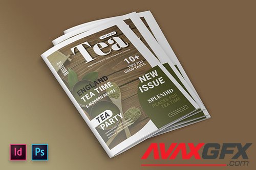 Tea and Dessert Magazine Cover Indesign Template