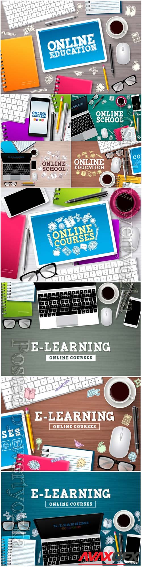 Online education elearning vector banner