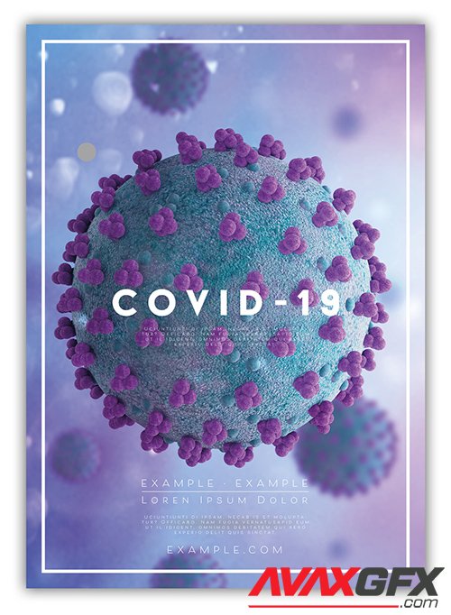 Poster Layout with Covid-19 Illustration 334818144