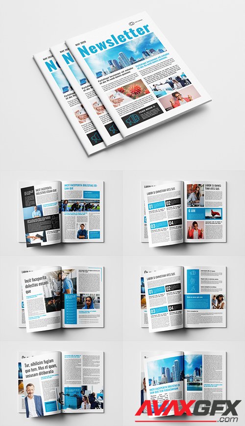 Business Newsletter Layout with Blue Accents 341811682