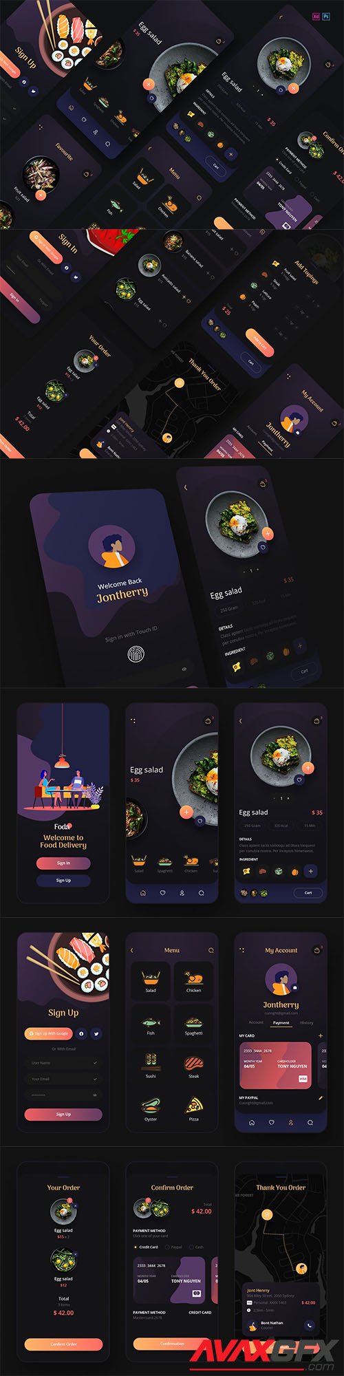 Foda - Food Delivery Mobile App UX, UI Template