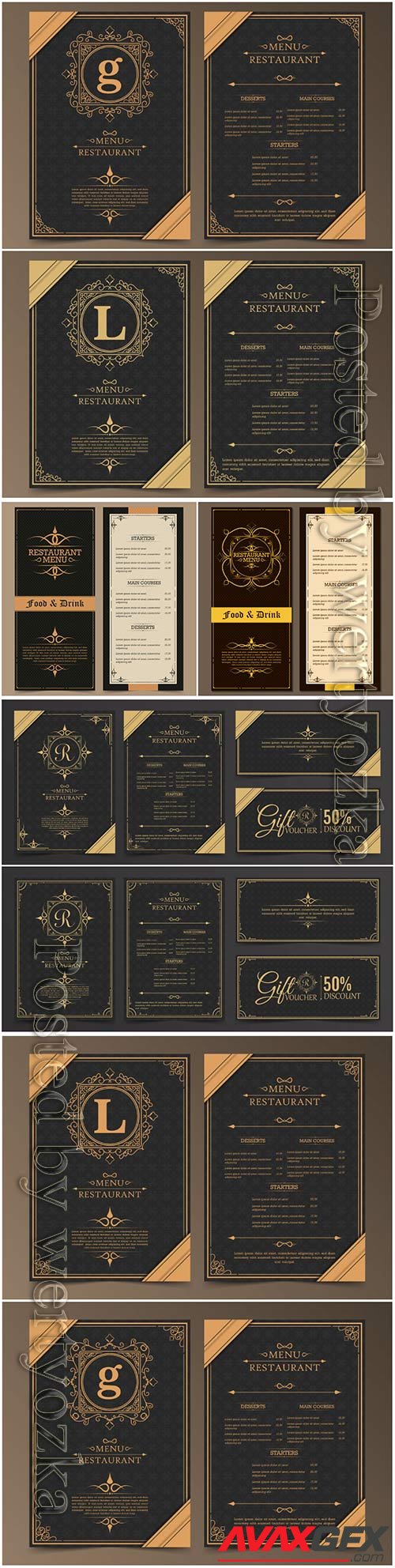 Menu layout with ornamental elements