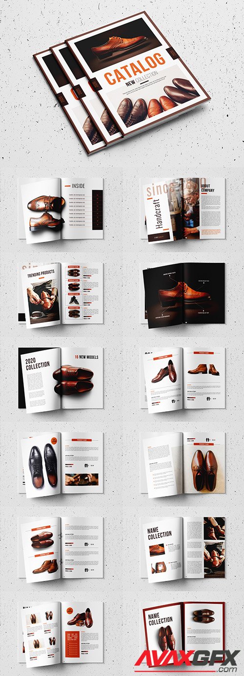 Product Catalog Layout with Orange and Brown Accents 327918243
