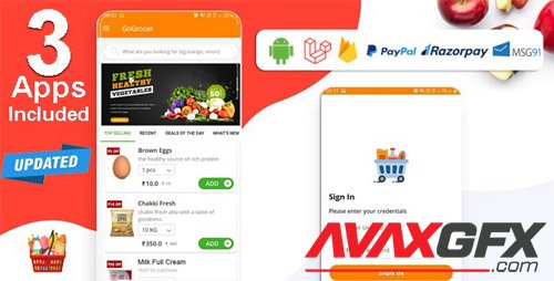 CodeCanyon - Multi-Store Grocery Delivery App with PHP Backend and Store & Delivery Boy App v1.5 - 22083396