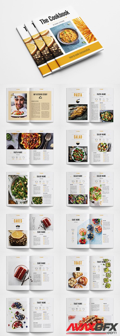 Cookbook Layout with Orange Accents 346283431