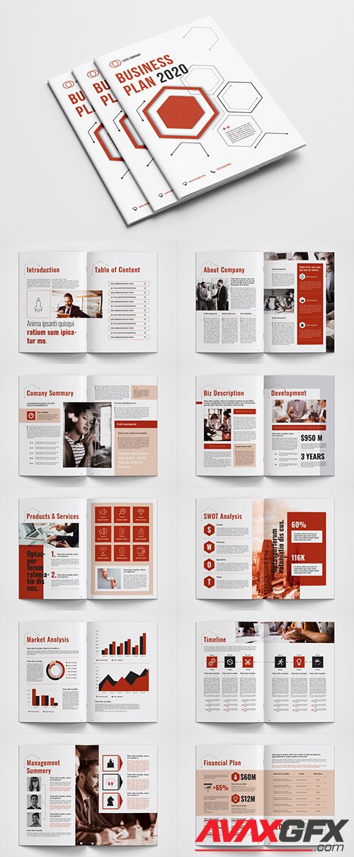 Business Plan Layout with Red Accents 334538209