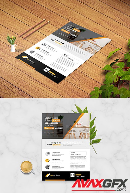 Corporate Flyer Layout with Orange Accents 333044392