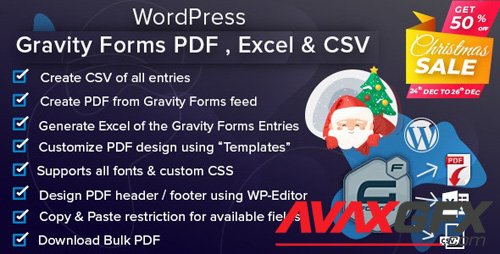 CodeCanyon - WordPress Gravity Forms PDF, Excel & CSV v1.4.1 - 23642805 - NULLED