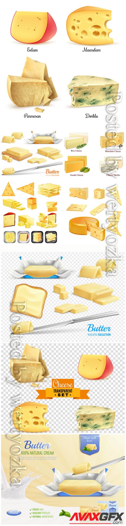 Dairy, products, cheese, butter, vector