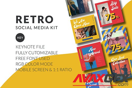 Retro Social Media Kit - Keynote