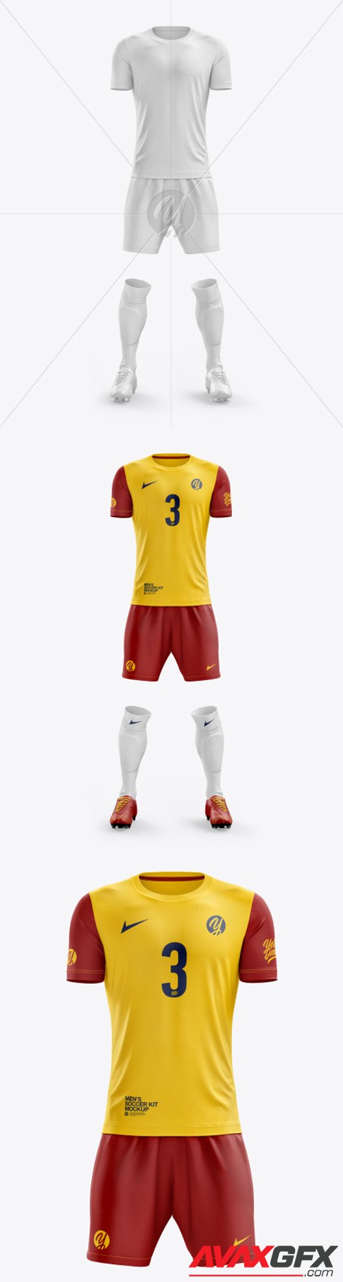 Men’s Full Soccer Kit with Crew Neck Jersey mockup (Front View) 55756