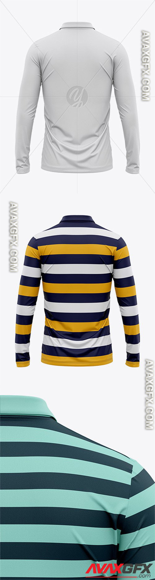 Men's Long Sleeve Polo Shirt - Back View 54925