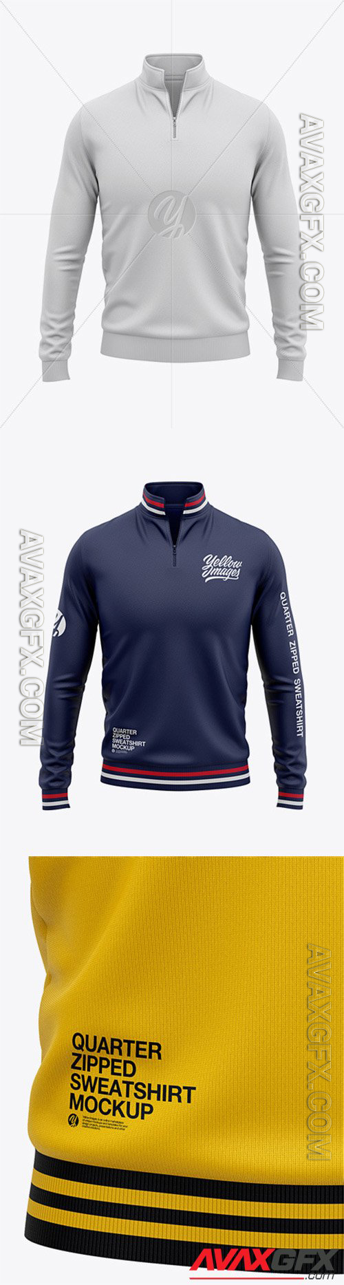 Men's Quarter Zip Sweatshirt Mockup - Front View Of Zipped Pullover 53139