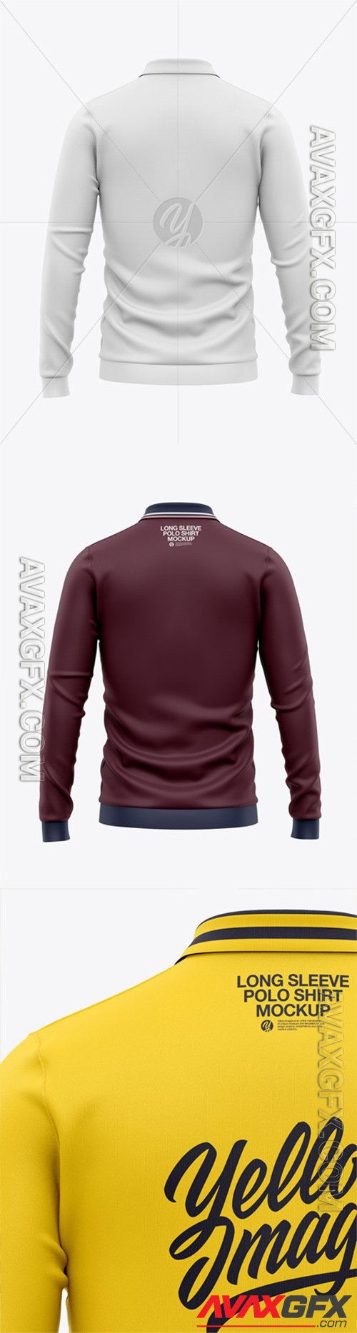 Men's Long Sleeve Polo Shirt - Back View 56602
