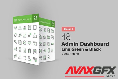 48 Admin Dashboard Line Green & Black Icons S2