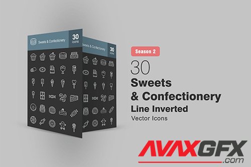 30 Sweets & Confectionery Line Inverted Icons S2