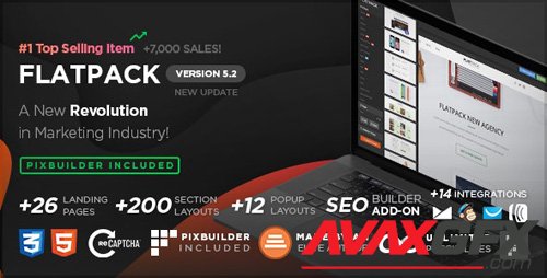 ThemeForest - FLATPACK v5.2.3 - Landing Pages Pack With Page Builder - 10591107
