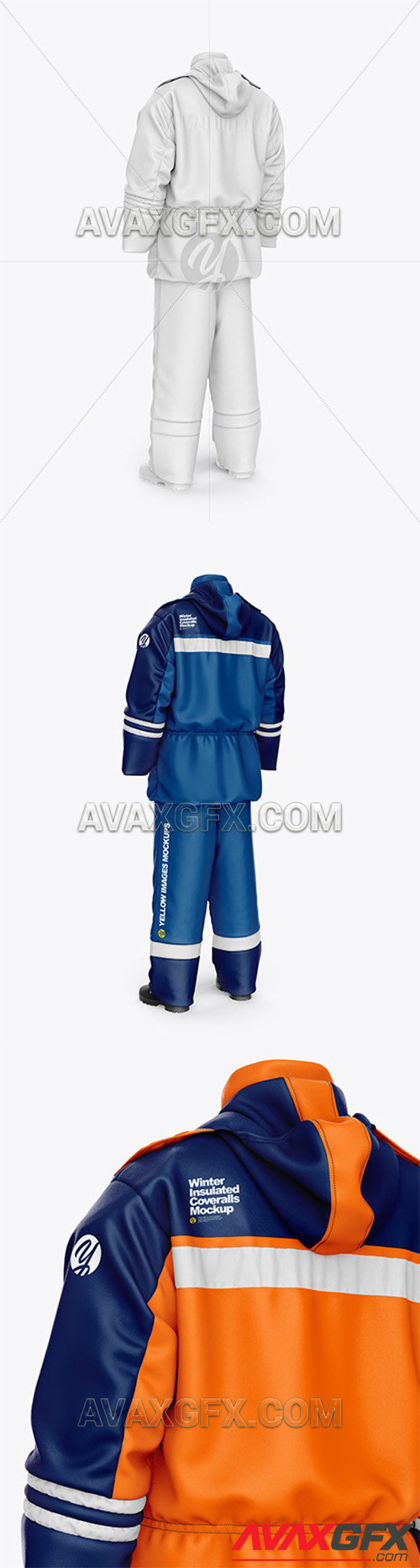 Winter Insulated Coveralls Mockup – Back Half Side View 57748