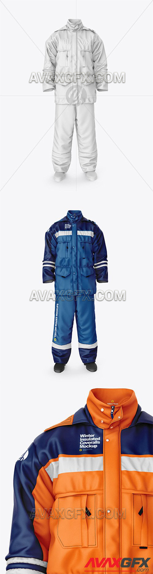 Winter Insulated Coveralls Mockup – Front View 57860