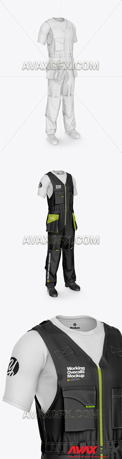 Working Overalls Mockup – Front Half Side View 58267