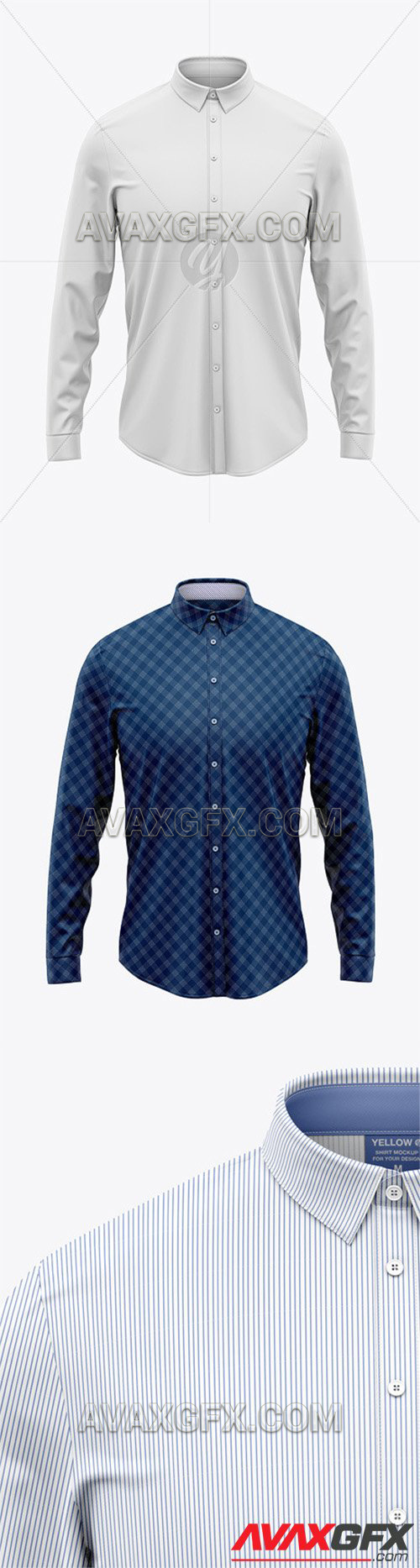 Men's Long Sleeve Button Down Dress Shirt - Front View 60331